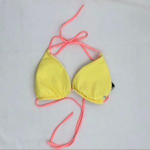 NWOT Sole East bikini top neon yellow reversible L